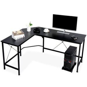 L Shaped Corner Computer Desk - Home Office Black